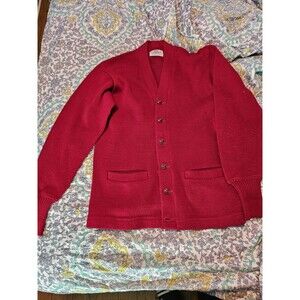 Vtg Varsity Letter Sweater College University Wool Dark Red Button Cardigan L XL